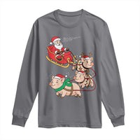 Santa Pig Sleigh Crew Long Sleeve Shirt Funny Christmas Pig Lover Gift - Wonder Print Shop