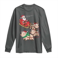 Santa Pig Sleigh Crew Long Sleeve Shirt Funny Christmas Pig Lover Gift - Wonder Print Shop