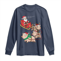 Santa Pig Sleigh Crew Long Sleeve Shirt Funny Christmas Pig Lover Gift - Wonder Print Shop