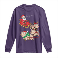 Santa Pig Sleigh Crew Long Sleeve Shirt Funny Christmas Pig Lover Gift - Wonder Print Shop