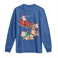 Santa Pig Sleigh Crew Long Sleeve Shirt Funny Christmas Pig Lover Gift - Wonder Print Shop