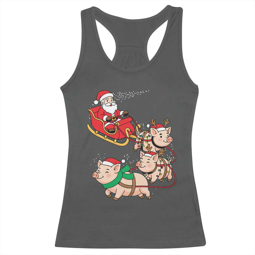 Santa Pig Sleigh Crew Racerback Tank Top Funny Christmas Pig Lover Gift - Wonder Print Shop