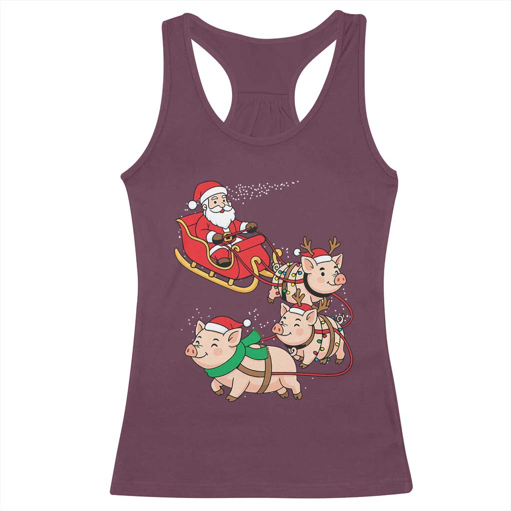 Santa Pig Sleigh Crew Racerback Tank Top Funny Christmas Pig Lover Gift - Wonder Print Shop