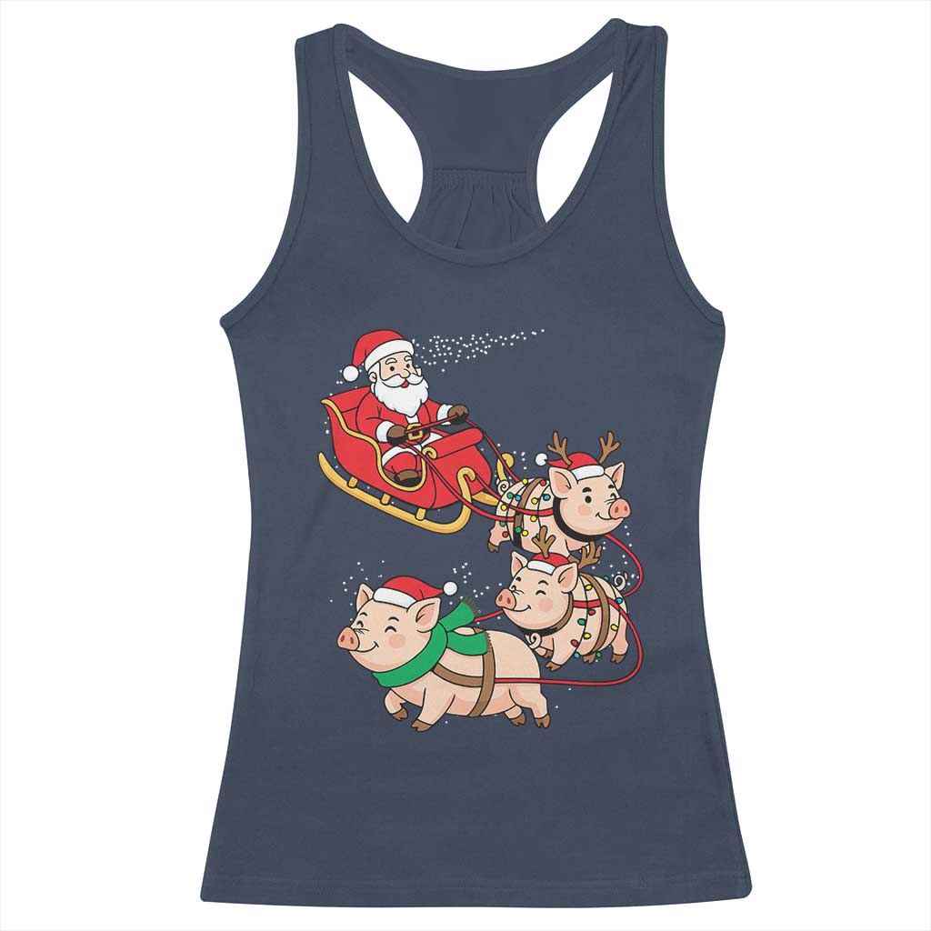 Santa Pig Sleigh Crew Racerback Tank Top Funny Christmas Pig Lover Gift - Wonder Print Shop