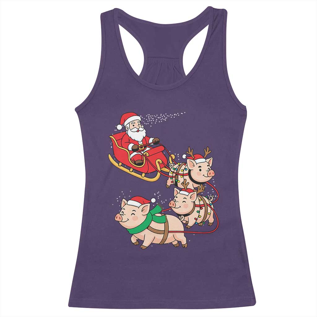 Santa Pig Sleigh Crew Racerback Tank Top Funny Christmas Pig Lover Gift - Wonder Print Shop