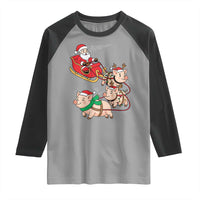 Santa Pig Sleigh Crew Raglan Shirt Funny Christmas Pig Lover Gift - Wonder Print Shop