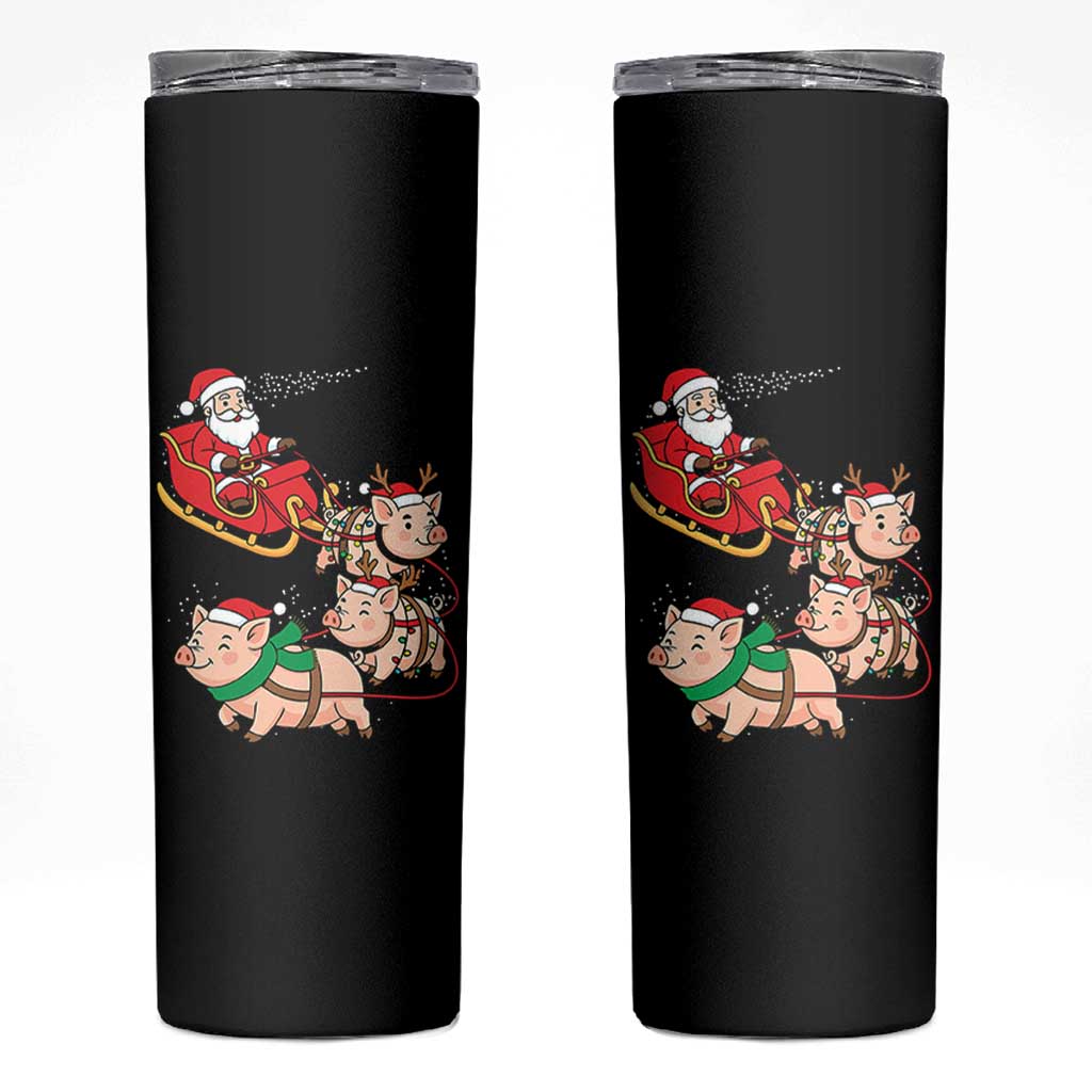 Santa Pig Sleigh Crew Skinny Tumbler Funny Christmas Pig Lover Gift - Wonder Print Shop