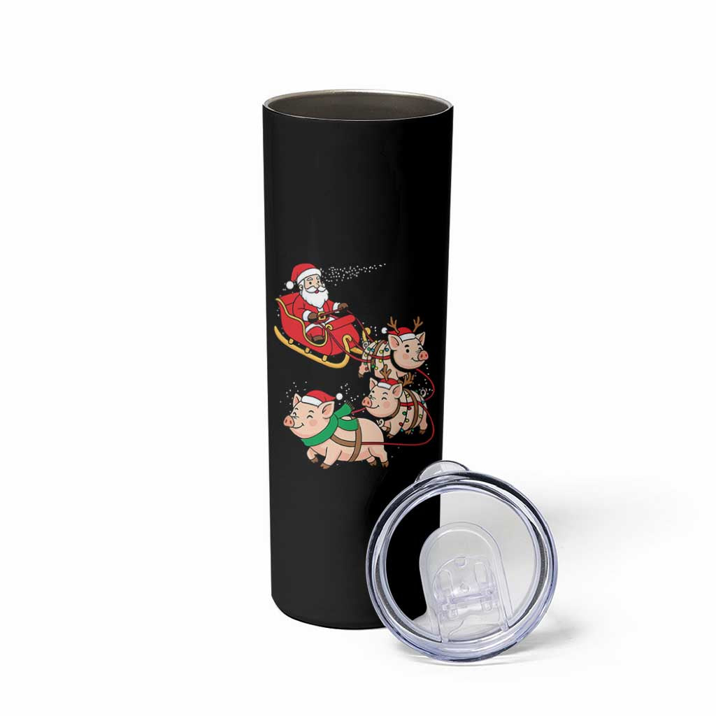 Santa Pig Sleigh Crew Skinny Tumbler Funny Christmas Pig Lover Gift - Wonder Print Shop