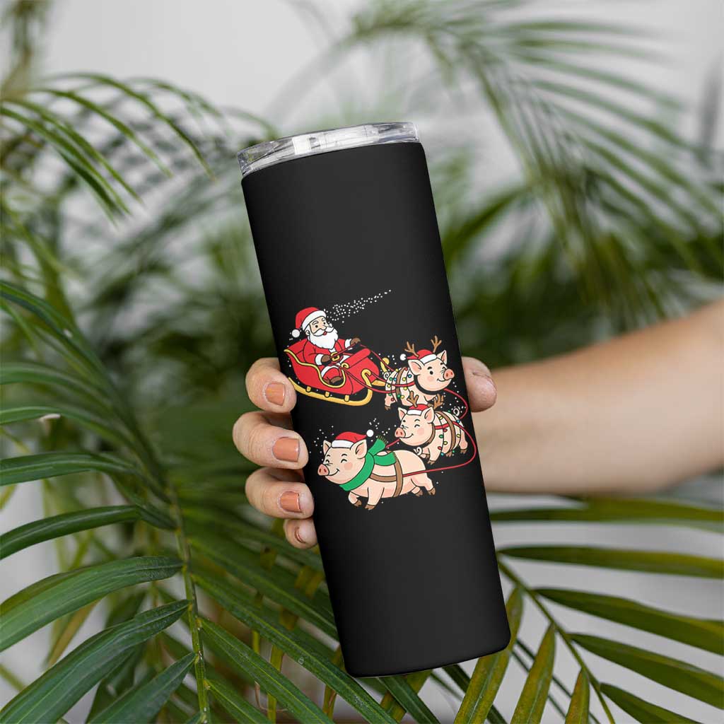 Santa Pig Sleigh Crew Skinny Tumbler Funny Christmas Pig Lover Gift - Wonder Print Shop