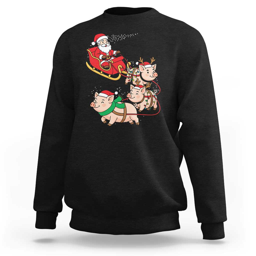Santa Pig Sleigh Crew Sweatshirt Funny Christmas Pig Lover Gift - Wonder Print Shop