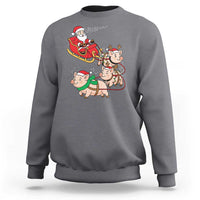 Santa Pig Sleigh Crew Sweatshirt Funny Christmas Pig Lover Gift - Wonder Print Shop