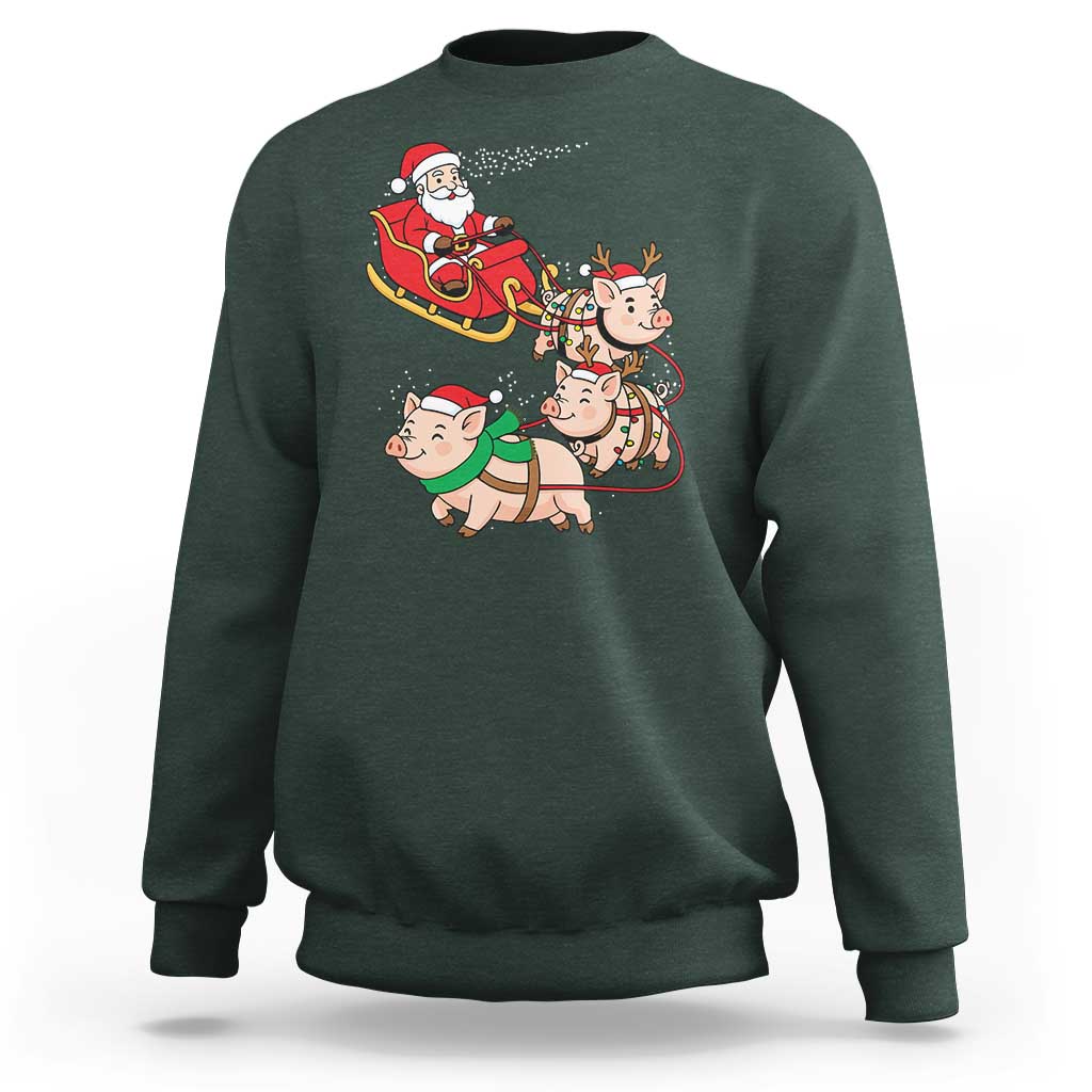 Santa Pig Sleigh Crew Sweatshirt Funny Christmas Pig Lover Gift - Wonder Print Shop