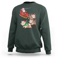 Santa Pig Sleigh Crew Sweatshirt Funny Christmas Pig Lover Gift - Wonder Print Shop