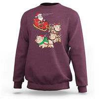 Santa Pig Sleigh Crew Sweatshirt Funny Christmas Pig Lover Gift - Wonder Print Shop