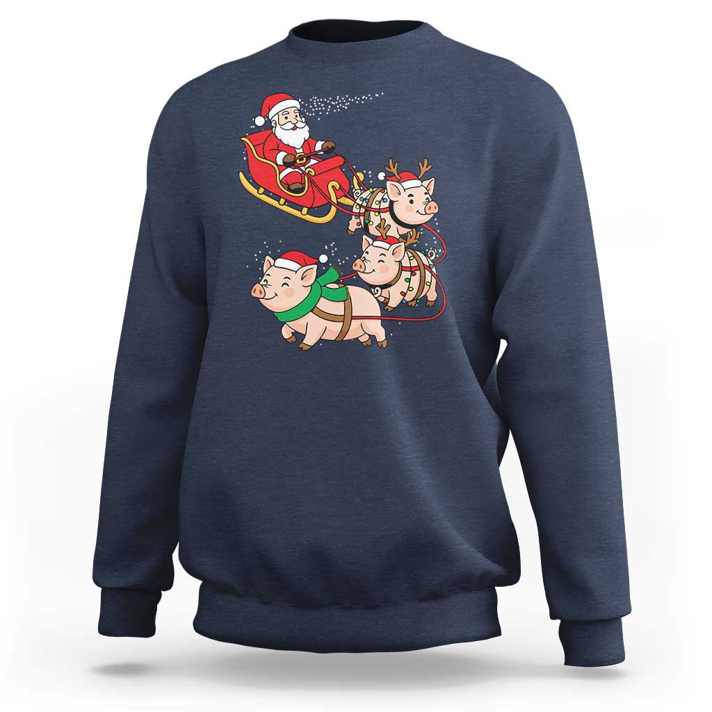 Santa Pig Sleigh Crew Sweatshirt Funny Christmas Pig Lover Gift - Wonder Print Shop