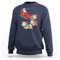 Santa Pig Sleigh Crew Sweatshirt Funny Christmas Pig Lover Gift - Wonder Print Shop
