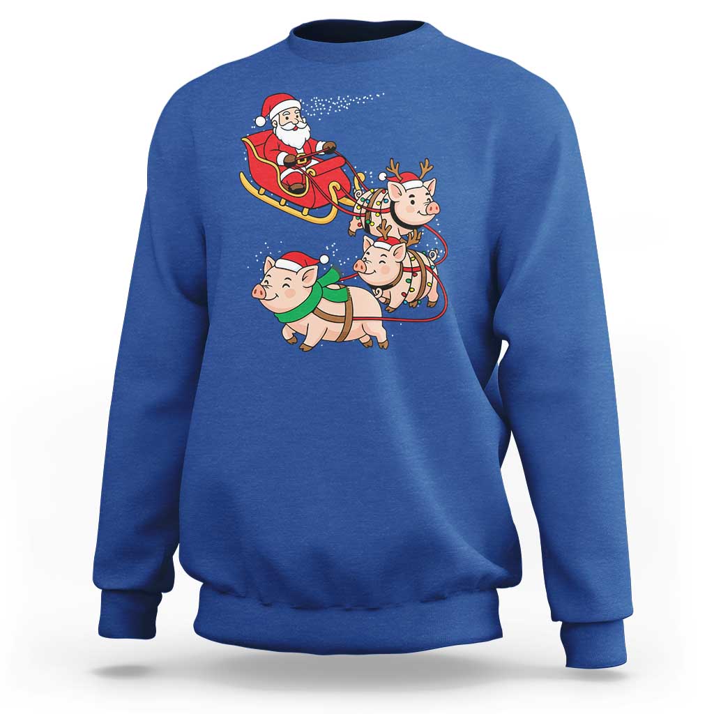 Santa Pig Sleigh Crew Sweatshirt Funny Christmas Pig Lover Gift - Wonder Print Shop