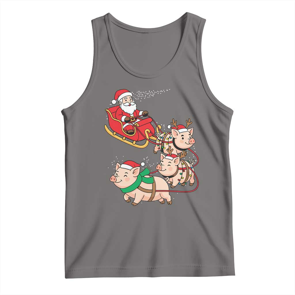 Santa Pig Sleigh Crew Tank Top Funny Christmas Pig Lover Gift - Wonder Print Shop
