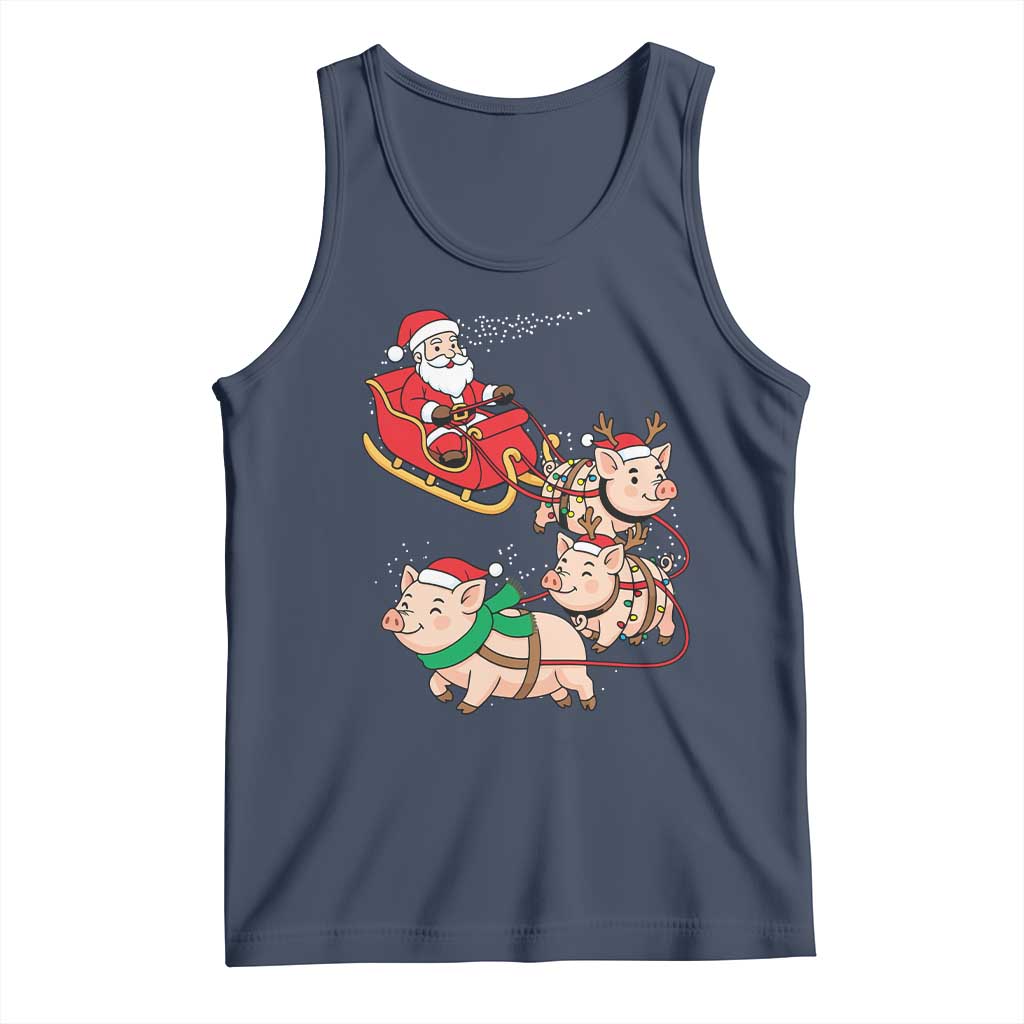 Santa Pig Sleigh Crew Tank Top Funny Christmas Pig Lover Gift - Wonder Print Shop