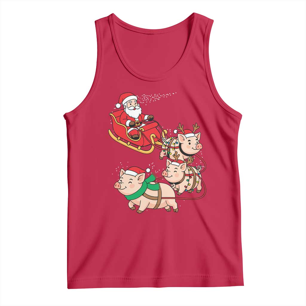 Santa Pig Sleigh Crew Tank Top Funny Christmas Pig Lover Gift - Wonder Print Shop