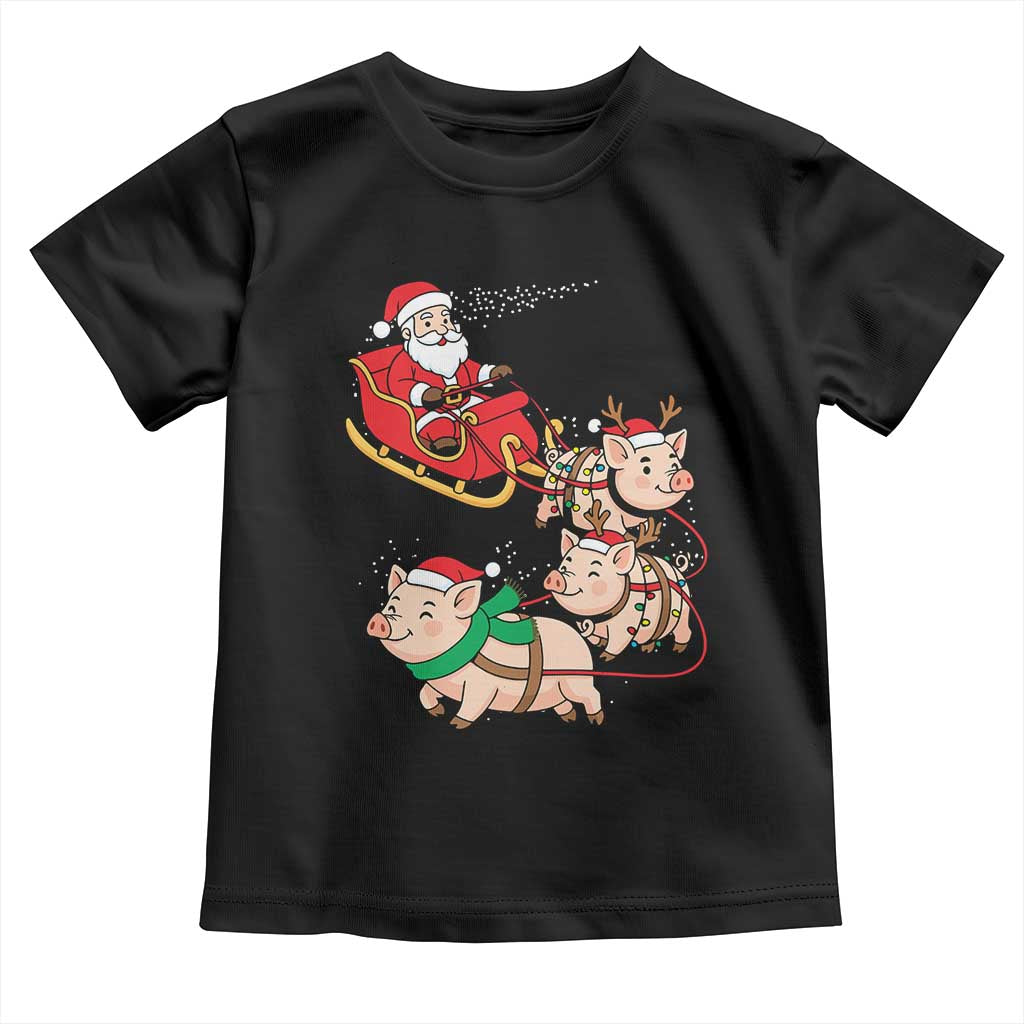 Santa Pig Sleigh Crew Toddler T Shirt Funny Christmas Pig Lover Gift - Wonder Print Shop