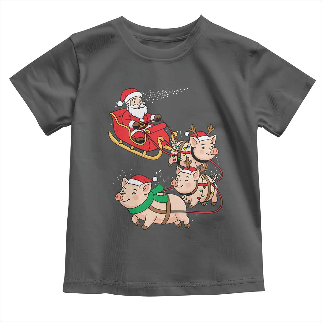 Santa Pig Sleigh Crew Toddler T Shirt Funny Christmas Pig Lover Gift - Wonder Print Shop