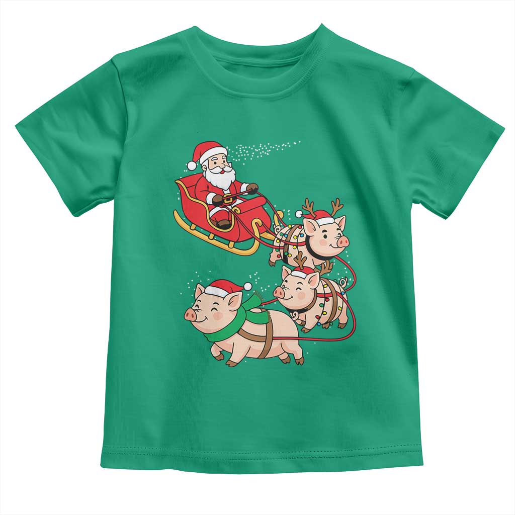 Santa Pig Sleigh Crew Toddler T Shirt Funny Christmas Pig Lover Gift - Wonder Print Shop