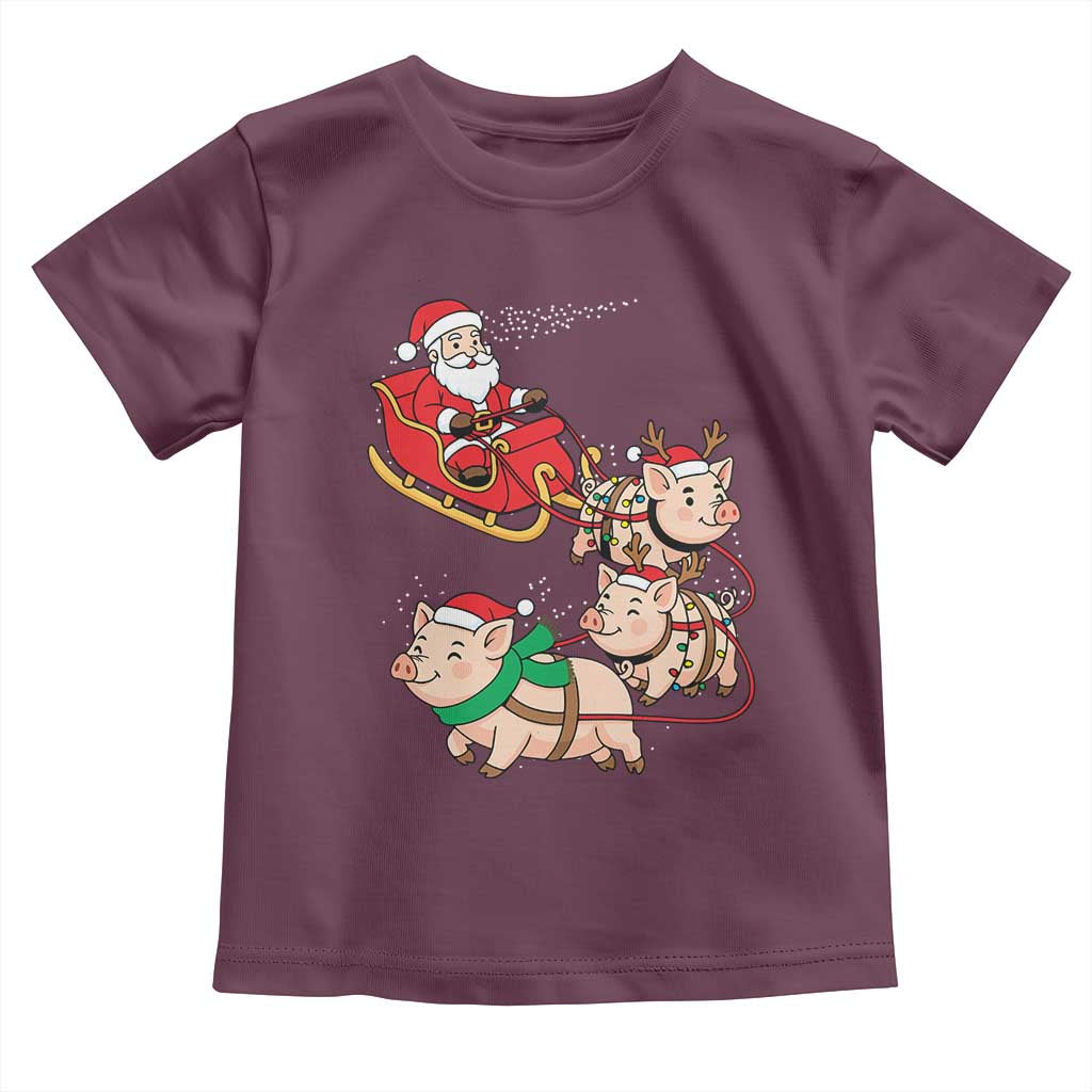 Santa Pig Sleigh Crew Toddler T Shirt Funny Christmas Pig Lover Gift - Wonder Print Shop