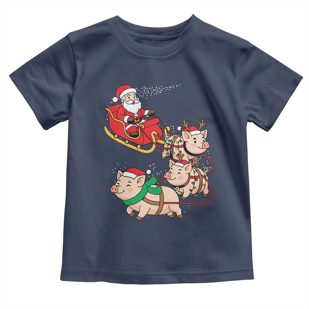 Santa Pig Sleigh Crew Toddler T Shirt Funny Christmas Pig Lover Gift - Wonder Print Shop