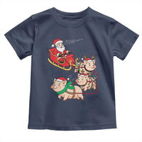 Santa Pig Sleigh Crew Toddler T Shirt Funny Christmas Pig Lover Gift - Wonder Print Shop