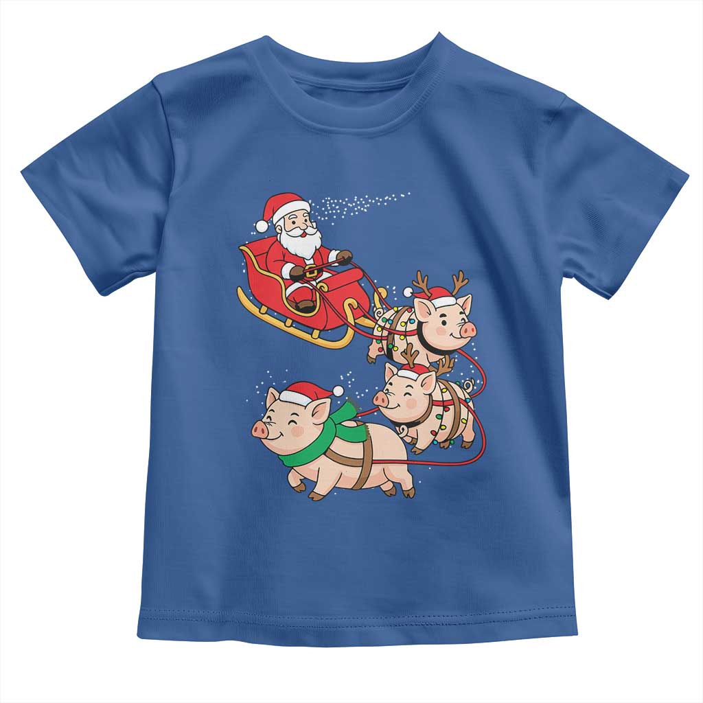 Santa Pig Sleigh Crew Toddler T Shirt Funny Christmas Pig Lover Gift - Wonder Print Shop