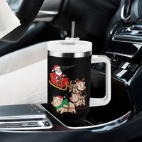 Santa Pig Sleigh Crew Tumbler With Handle Funny Christmas Pig Lover Gift - Wonder Print Shop