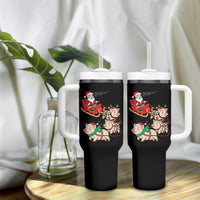 Santa Pig Sleigh Crew Tumbler With Handle Funny Christmas Pig Lover Gift - Wonder Print Shop