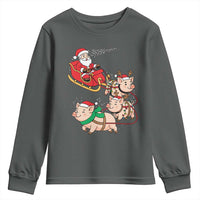 Santa Pig Sleigh Crew Youth Sweatshirt Funny Christmas Pig Lover Gift - Wonder Print Shop