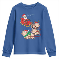 Santa Pig Sleigh Crew Youth Sweatshirt Funny Christmas Pig Lover Gift - Wonder Print Shop