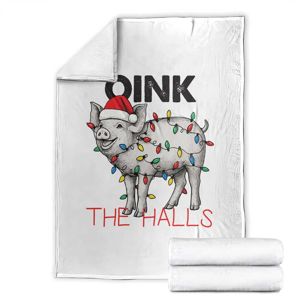 Oink The Halls Throw Blanket Funny Christmas Pig Lover Gift - Wonder Print Shop