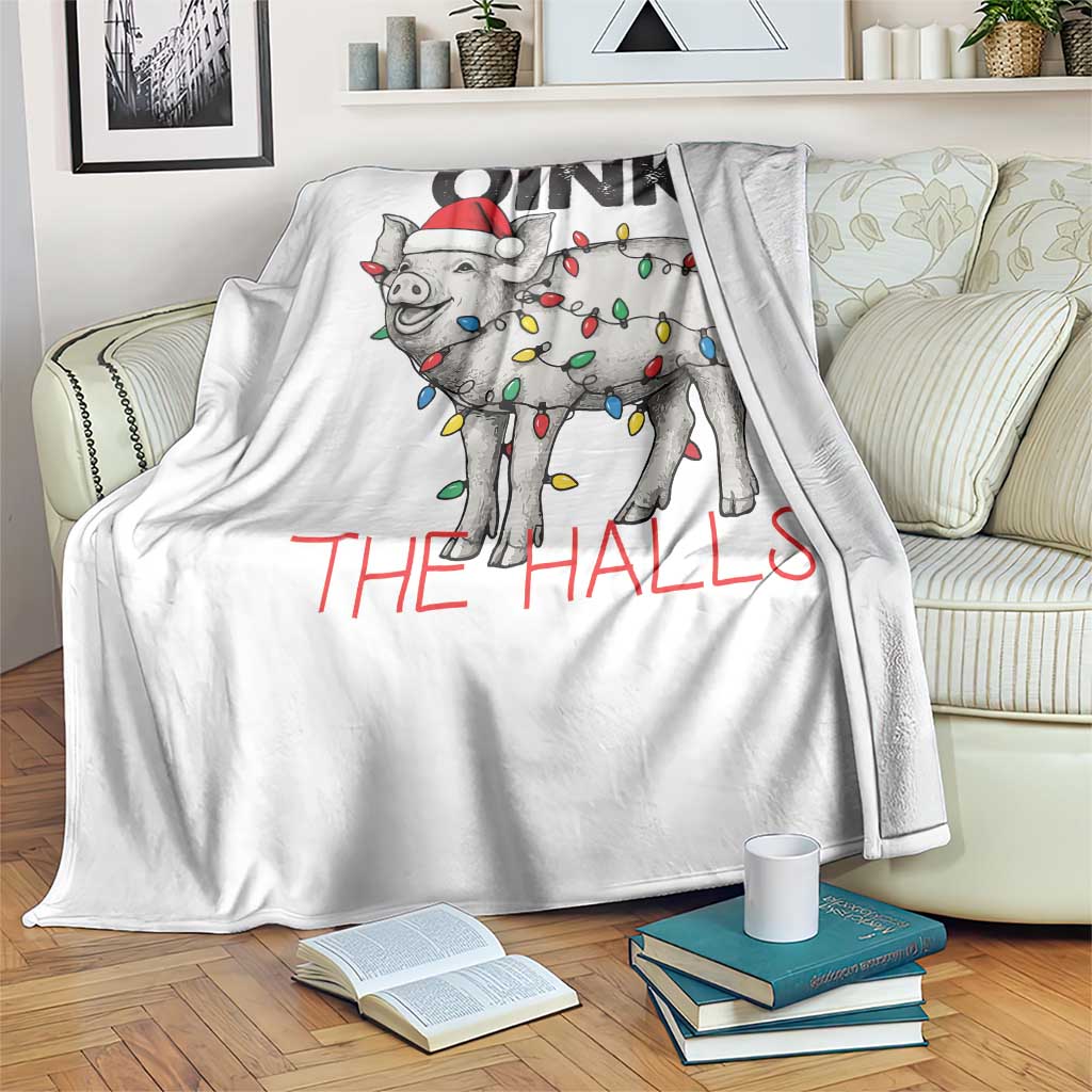 Oink The Halls Throw Blanket Funny Christmas Pig Lover Gift - Wonder Print Shop