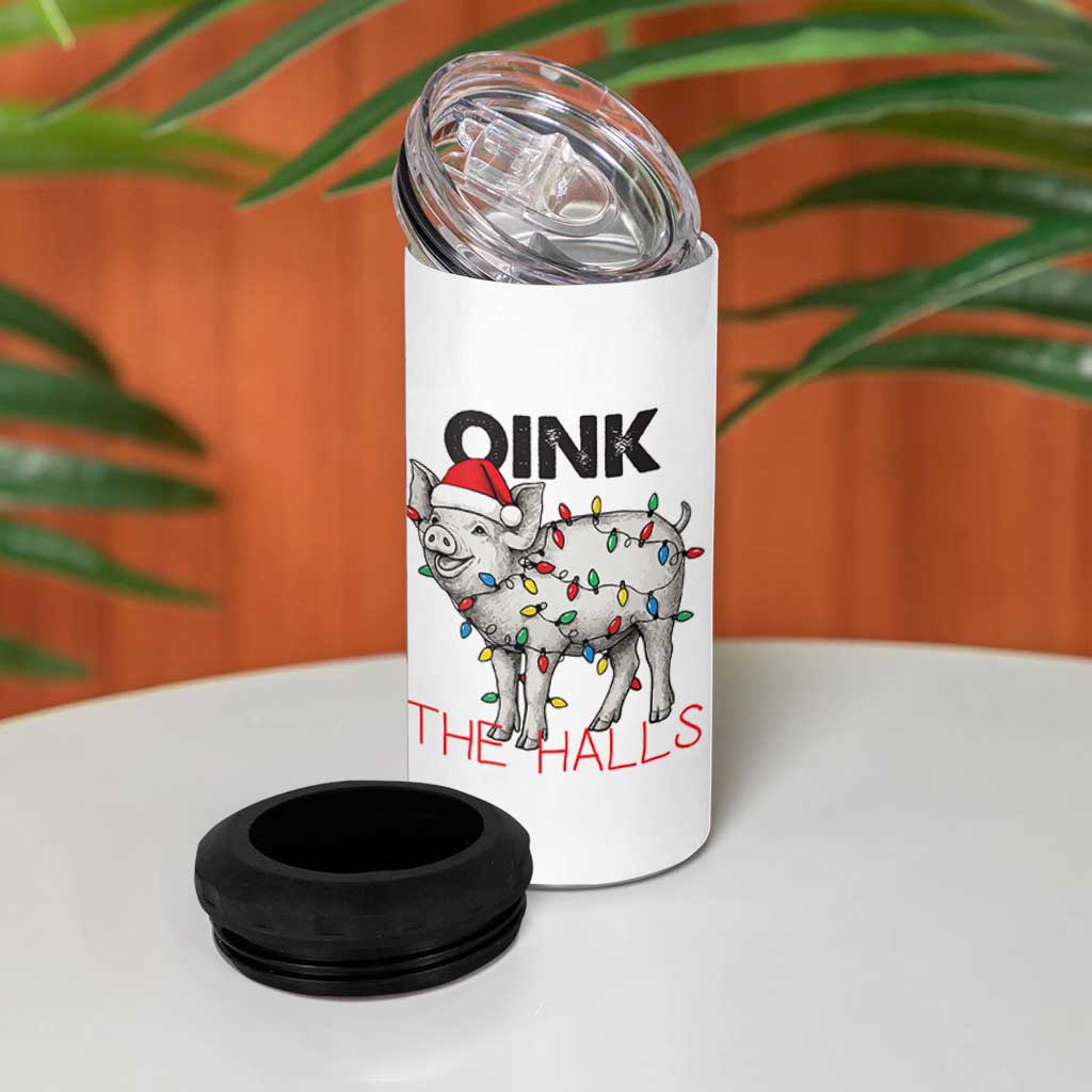 Oink The Halls 4 in 1 Can Cooler Tumbler Funny Christmas Pig Lover Gift - Wonder Print Shop