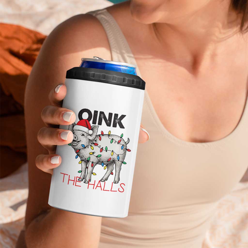 Oink The Halls 4 in 1 Can Cooler Tumbler Funny Christmas Pig Lover Gift - Wonder Print Shop