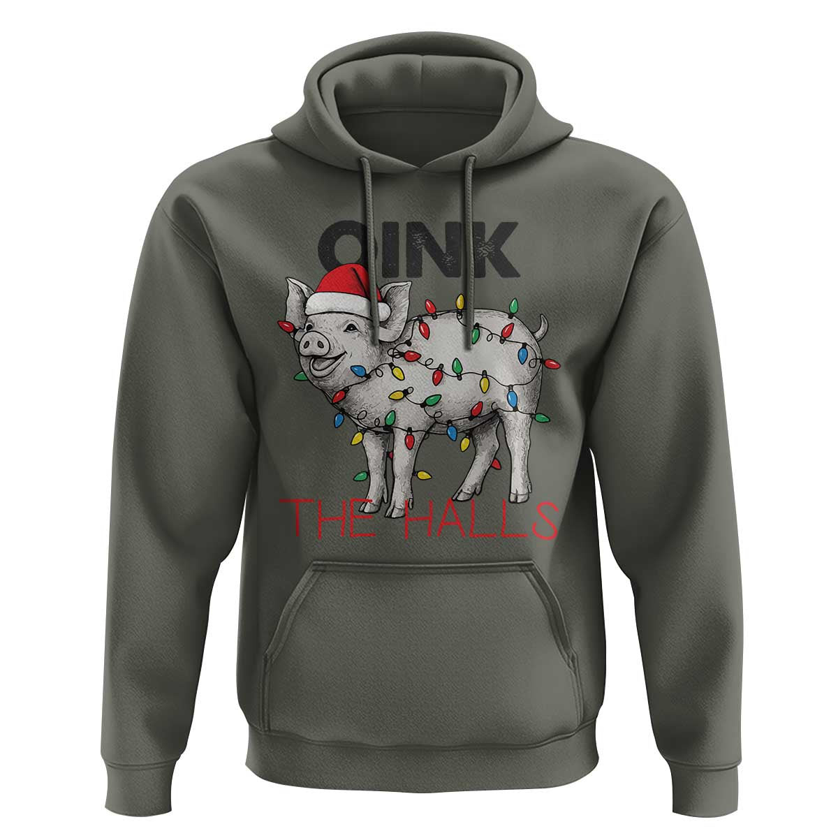 Oink The Halls Hoodie Funny Christmas Pig Lover Gift - Wonder Print Shop