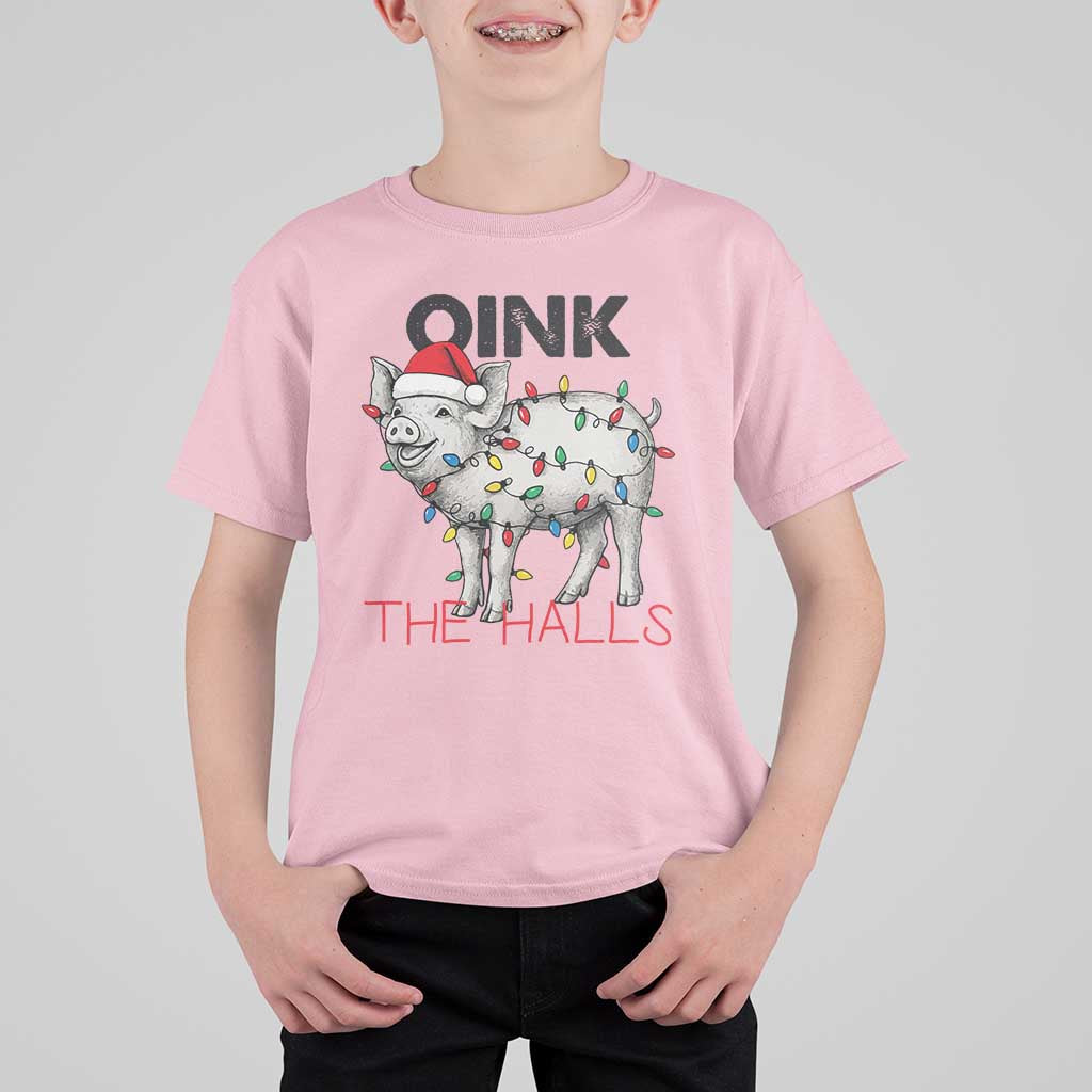 Oink The Halls T Shirt For Kid Funny Christmas Pig Lover Gift - Wonder Print Shop
