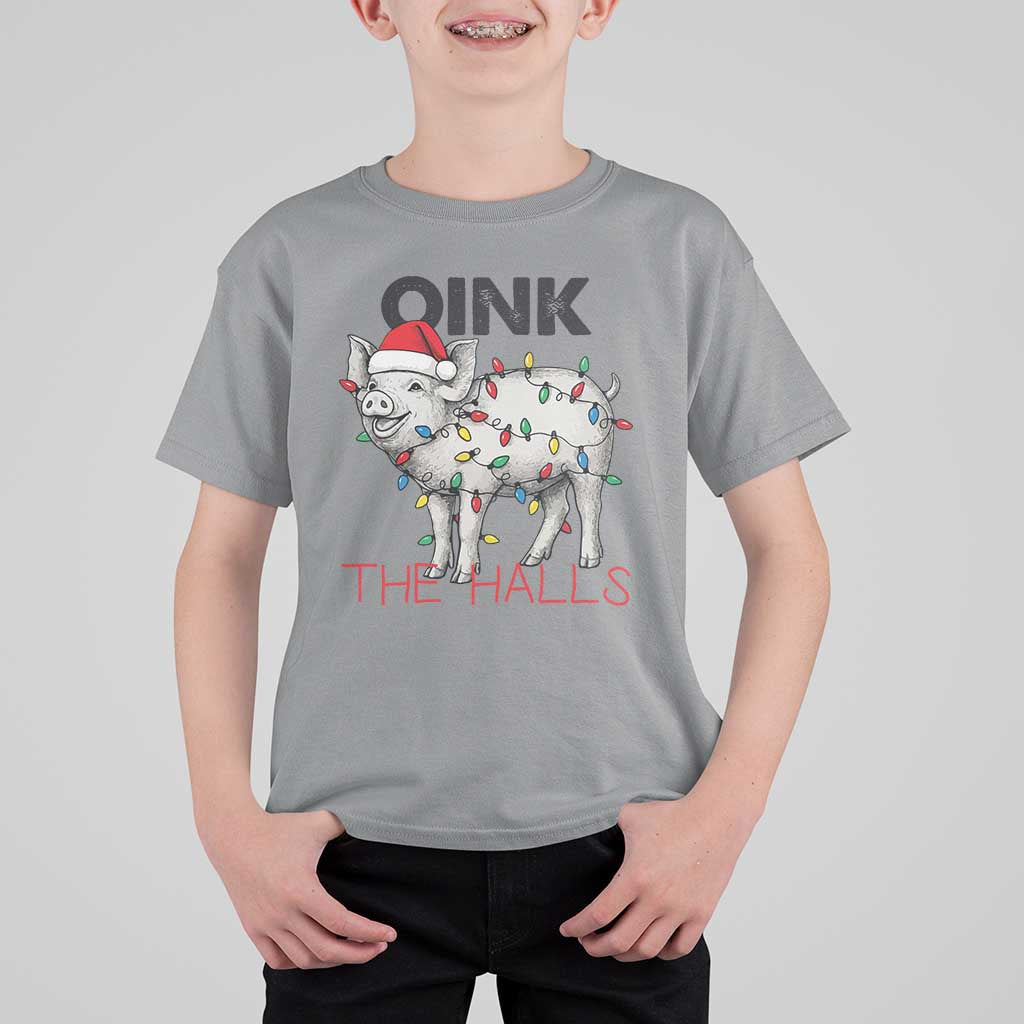 Oink The Halls T Shirt For Kid Funny Christmas Pig Lover Gift - Wonder Print Shop