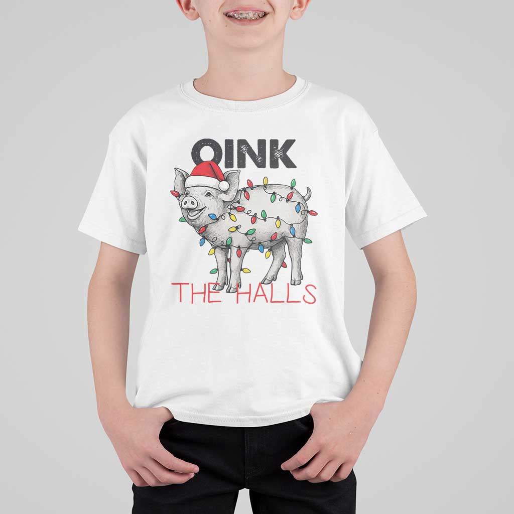 Oink The Halls T Shirt For Kid Funny Christmas Pig Lover Gift - Wonder Print Shop