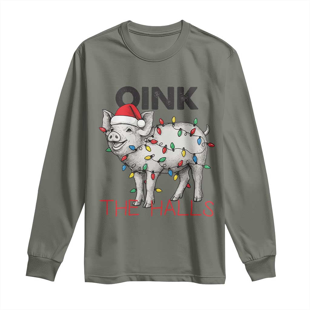 Oink The Halls Long Sleeve Shirt Funny Christmas Pig Lover Gift - Wonder Print Shop