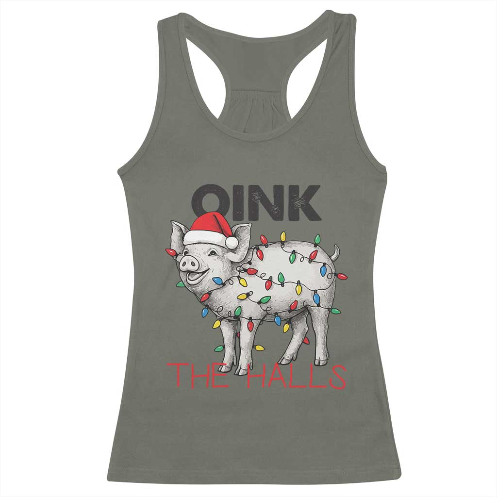 Oink The Halls Racerback Tank Top Funny Christmas Pig Lover Gift - Wonder Print Shop