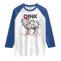Oink The Halls Raglan Shirt Funny Christmas Pig Lover Gift - Wonder Print Shop