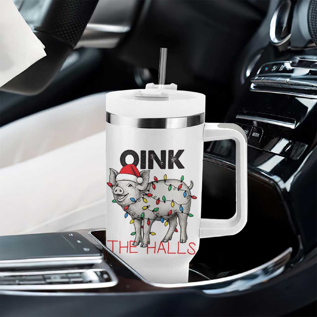 Oink The Halls Tumbler With Handle Funny Christmas Pig Lover Gift - Wonder Print Shop