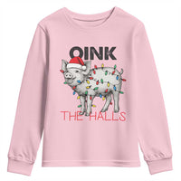 Oink The Halls Youth Sweatshirt Funny Christmas Pig Lover Gift - Wonder Print Shop