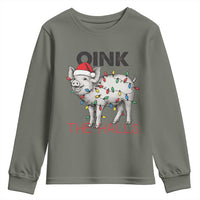 Oink The Halls Youth Sweatshirt Funny Christmas Pig Lover Gift - Wonder Print Shop