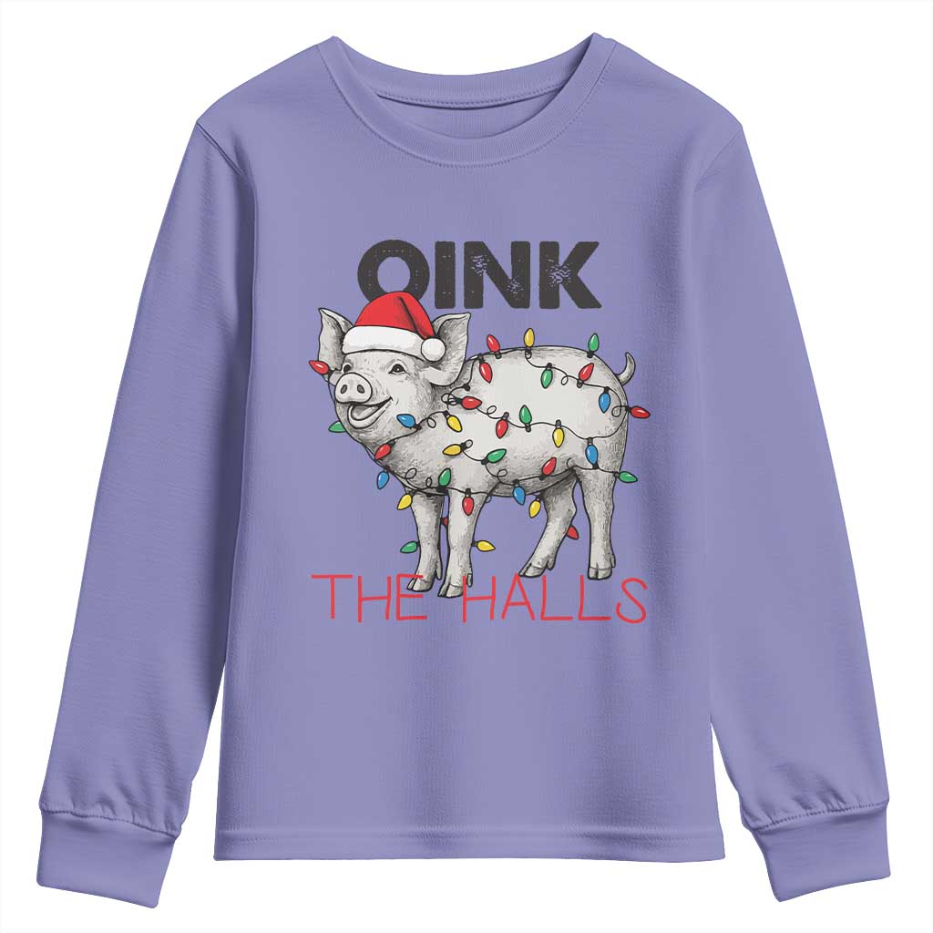 Oink The Halls Youth Sweatshirt Funny Christmas Pig Lover Gift - Wonder Print Shop